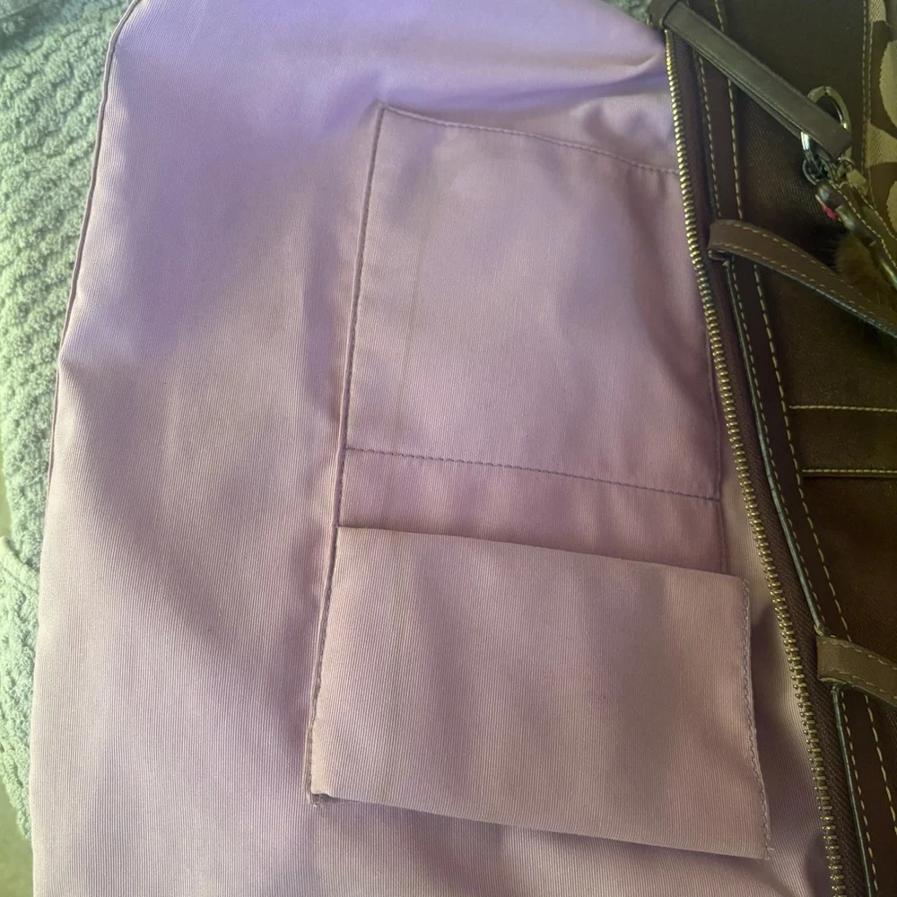 Coach Signature Stripe Tote with Coach Mink Bear Fob, Medallion and Hangtag. - Picture 15 of 17